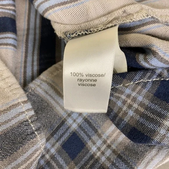 Maurices Plaid Flannel Shirt Women's Large Blue Gray Long Sleeve Button‎ Down - Picture 4 of 11